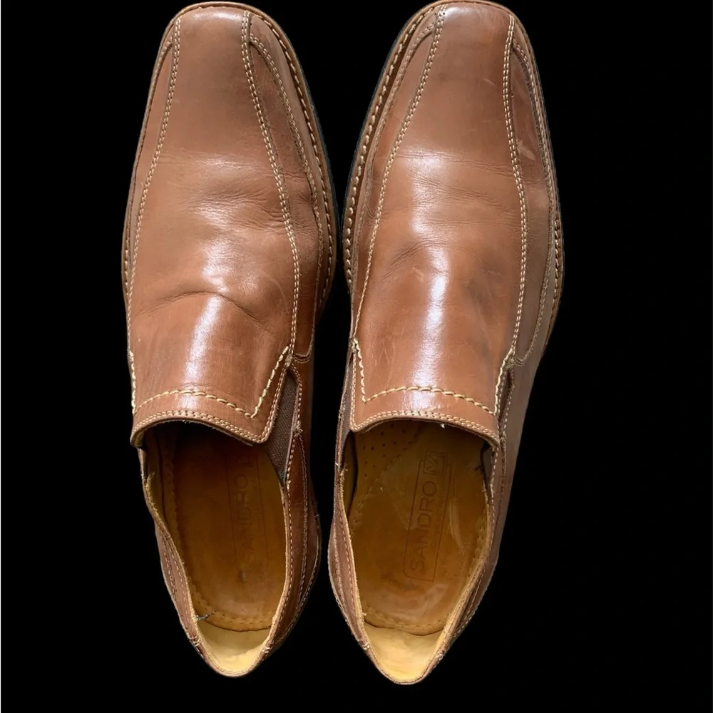 Sandro Brown Leather Slip-On Loafers Pre-loved Shors.